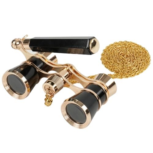 BOSTRON 3X25 Opera Glasses Binoculars Compact with Adjustable Handle & Chain, Portable Vintage Theater Glasses Mini Binoculars for Adults Women Kids for Music Concerts Opera Houses Cinema（Black）