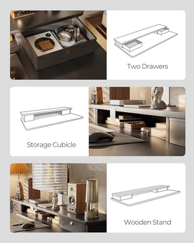 FEZIBO 48 x 24 Inch Height Adjustable Electric Standing Desk with Double Drawer, Stand up Home Office Computer Desk with 4 Height-Adjustable Feets & 2 Hooks,Black - Image 7