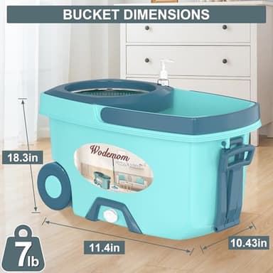 Spin Mop and Bucket System, Mop and Bucket with Wringer Set,Mops for Floor Cleaning,Household Supplies Tools with 6 Replacement Refills,61" Extended Handle for Household Hardwood Floor - Green - Image 8