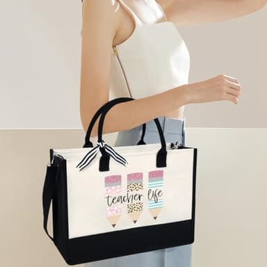 LIYACHAO Teacher Appreciation Gifts,Teachers Day Gift,Teachers Birthday Gift,Christmas Gifts for Teahcer,End of Year Tote Bag Teacher,Tote Bag for Women - Image 6