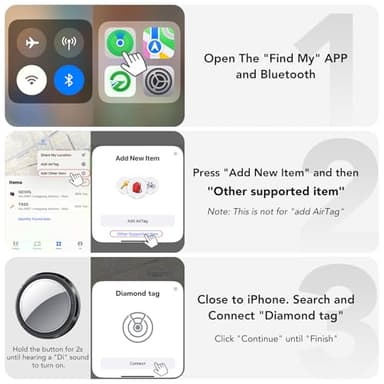 QCOQ Air Tracker Tags-4 Pack Black | Bluetooth Tracker Work with Apple Find My (iOS Only), Smart Tag with Protective Case/Keychain/Lanyard, Item Finder for Luggage/Key/Suitcase, Replaceable Battery - Image 8