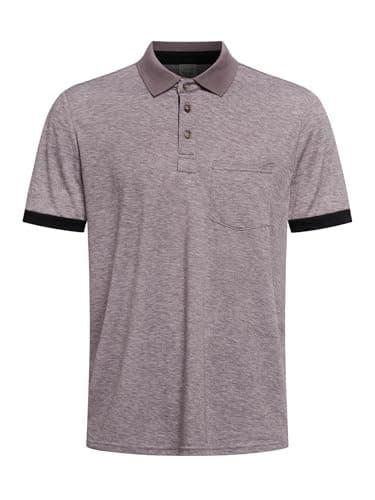 Hardaddy Men's Casual Golf Polo Shirt with Pocket Short Sleeve Work Shirts with Collar Stylish Summer Contrast Color Tees Tops Shirts Slim Fit Brown XXL - Image 1