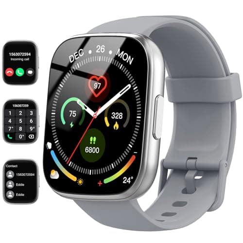 Smart Watch, 1.95" Smartwatch for Men Women(Answer/Make Call), Fitness Watch with 110+ Sports Modes/Heart Rate/Pedometer/Sleep Monitor, IP68 Waterproof Fitness Activity Tracker for Android iOS, Gray - Image 1