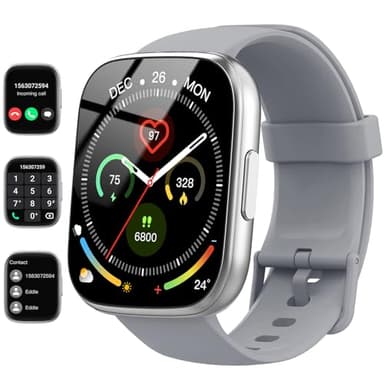 Smart Watch, 1.95" Smartwatch for Men Women(Answer/Make Call), Fitness Watch with 110+ Sports Modes/Heart Rate/Pedometer/Sleep Monitor, IP68 Waterproof Fitness Activity Tracker for Android iOS, Gray - Image 1
