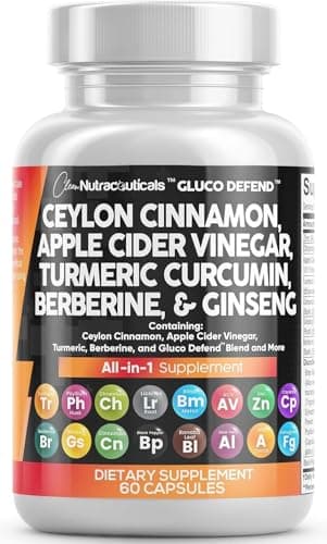 Clean Nutraceuticals Ceylon Cinnamon Turmeric Apple Cider Vinegar Ginseng Berberine Plus Bitter Melon Gymnema Milk Thistle Fenugreek - Image 1
