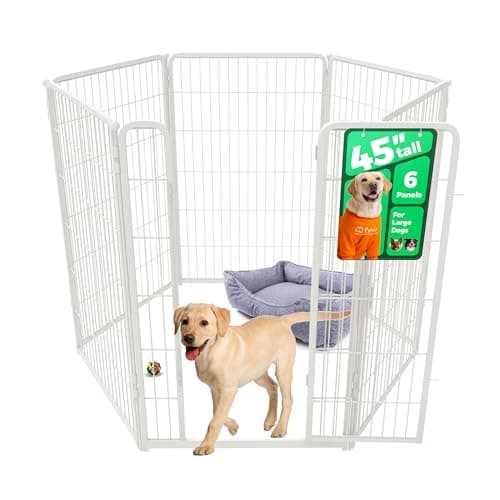 FXW Homeplus Unleashed Indoor Dog Playpen - Stress-Free and Safe Play, Heavy Duty 45 Inch 6 Panels Dog Pen for Large Dogs, White│Patented - Image 1