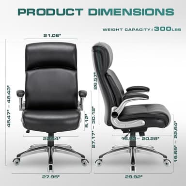 COLAMY Executive Padded Leather Office Chair-Ergonomic Lumbar Support, Desk Chair for Home and Office with Flip-up Arms, High Back, Adjustable Desk Computer Chair for Work, Meeting, Black, 400lbs - Image 3