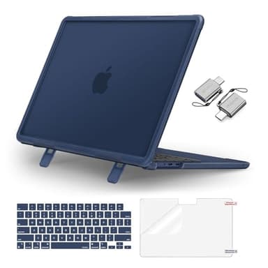 MOSISO Compatible with MacBook Air 13 inch Case 2025 2024 2023 2022 M4 A3240 M3 A3113 M2 A2681, Heavy Duty Hard Case with Kickstand&Keyboard Cover&Screen Film&Type C for MacBook Air 13.6,Midnight Blue - Image 1