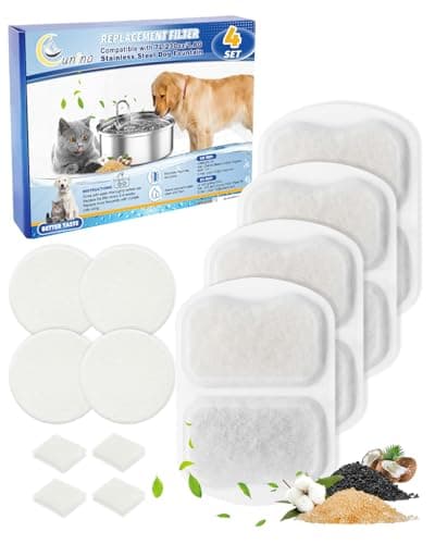 Cunina 4 Set Dog Water Bowl Filters, Dog Water Filter Replacement, Dog Water Filter Replacement Compatible with oneisall 7L/230oz/1.8G Stainless Steel Dog Water Fountain - Image 1