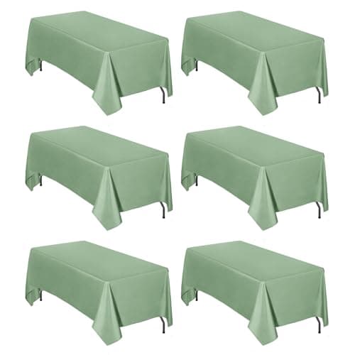 Easy-Going 6 Pack Sage Green Tablecloths 60x102 Inch for 6 Ft Rectangle Table, Washable Polyester Waterproof Stain Resistant Table Cloth, Decorative Table Cover for Kitchen, Dining Tables, Events - Image 1