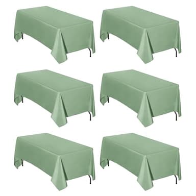 Easy-Going 6 Pack Sage Green Tablecloths 60x102 Inch for 6 Ft Rectangle Table, Washable Polyester Waterproof Stain Resistant Table Cloth, Decorative Table Cover for Kitchen, Dining Tables, Events - Image 1
