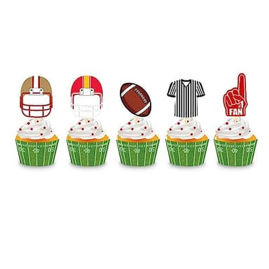 Daimay 40PCS Rugby Football Cake Toppers Sport Cupcake Topper Happy Birthday Cake Topper Football Scene Themed Cake Toppers Decorations for Various Birthday Party Anniversary - Image 2