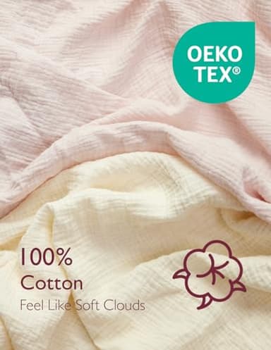 Momcozy Muslin Fitted Mini Crib Sheets, 38"x26", 2 Pack Soft Breathable Natural Cotton Baby Mattress Sheet, 360° Mattress Wrapping No Slip Boys Girls Neutral Toddler Bed Sheet, Beige Blush - Image 3