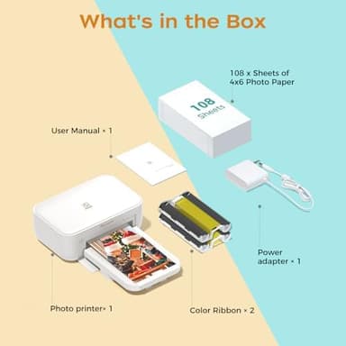 HPRT 4x6 Photo Printer with 108 Sheets & 2 Ribbons, Portable Picture Printer for iPhone & Android Smartphones, Instant Phone Photo Printer, Dye Sublimation, Home Use, Ideal Gift, White - Image 5