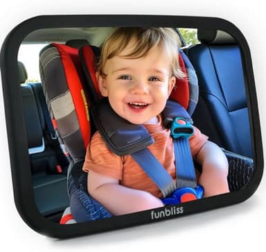 Funbliss Baby Car Mirror for Rear Facing Seat,360° Rotation, Safety Certified Shatterproof Acrylic Glass, Clear Wide View,Infant Mirror for Car Seat Rear Facing - Image 1