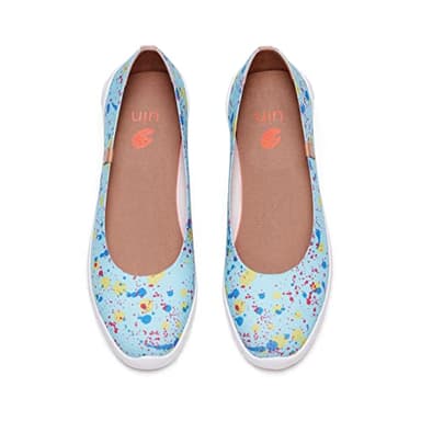 UIN Women's Art Painted Knitted Ballet Flats Slip On Pointed Toe Casual Loafers Lightweight Comfort Travel Shoes Minorca Starlight Spread (7) - Image 1