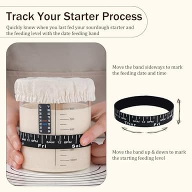 INOBYO Sourdough Starter Glass Jar, 26 OZ Large Wide Mouth Jar for Sour Dough Starter, Easy to Use Sourdough Bread Baking Supplies Kit for Beginners and Pro, 2 Pack - Image 3