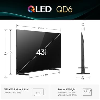 Hisense 43" Class QD6 Series (43QD6QF, 2025 Model) QLED 4K UHD Smart Fire TV, Voice Remote with Alexa, Dolby Vision, Dolby Atmos, Motion Rate 120, HDR 10+, Game Mode Plus, MEMC, VRR, ALLM - Image 2