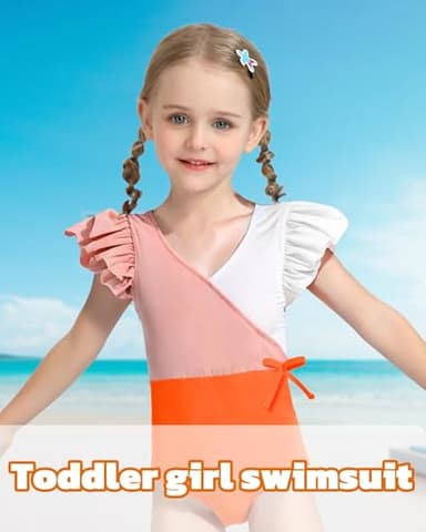 Mioglrie Girls Swimsuit Toddler Swimsuit Girl 5T Girls Bathing Suit One Piece Bathing Suits Swimsuits Size 6 Orange Swimwear Toddler Beach Essentials - Image 2
