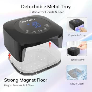 UV Light for Nails, Lavinda UV Nail Lamp 54W Rechargeable Nail Dryer Gel Polish Light with Large Touch Display, Professional Fast Curing Lamp with 4 Timer Setting Auto Sensor for Salon & Home - Image 5