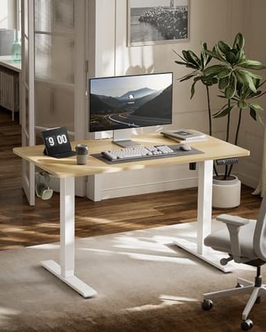 Marsail Electric Standing Desk, Adjustable Height Stand up Desk, 48 x 24 Inches Sit Stand Home Office Desk, Computer Desk, Maple - Image 2