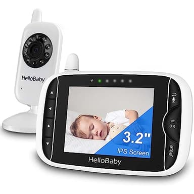 Video Baby Monitor with Camera and Audio, 3.2Inch LCD Display, Infrared Night Vision, Two-Way Audio and Room Temperature Monitoring,Lullaby,Sound Activated Screen - Image 1