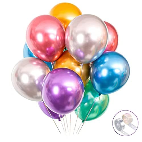 Colorful Party Balloons 100pcs 12inch Chrome Metallic Helium Balloons for Birthday Party Decoration and Arch Decoration Wedding Birthday Baby Shower Christmas Party - Image 1