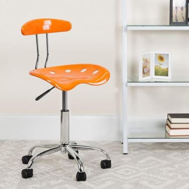 Flash Furniture Elliott Vibrant Orange and Chrome Swivel Task Office Chair with Tractor Seat - Image 2