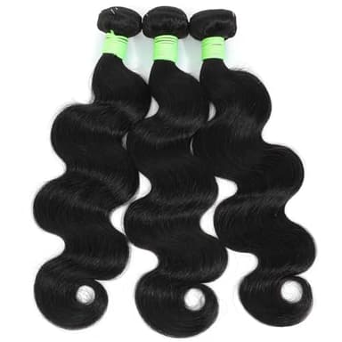 Human Hair Bundles Body Wave Bundles Human Hair 16 18 20 Inch 12A Grade 100% Unprocessed Brazilian Virgin Hair Body Wave 3 Bundles Deals Real Human Hair Extensions For Black Women Natural Black - Image 3