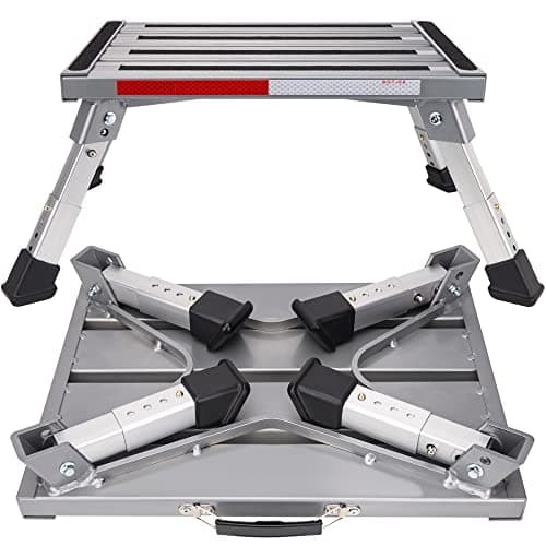 RV Step Stool - Well Made, Non-Slip, Lightweight, Folding Adjustable Aluminum - Perfect for RV Steps, Camping Steps and More - Image 1