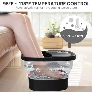 HOSPAN Collapsible Foot Spa Electric Rotary Massage, Foot Bath with Heat, Bubble, Remote, and 24 Motorized Shiatsu Massage Balls. Pedicure Foot Spa for Feet Stress Relief - FS02A - Image 4