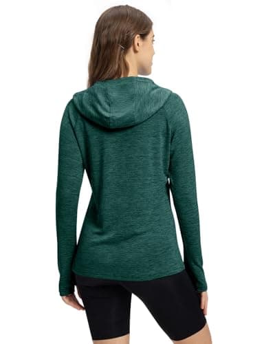 TBMPOY Womens UPF 50+ Sun Protection Hoodie Shirt Long Sleeve Fishing Hiking Outdoor UV Shirt Lightweight Blackish Green L - Image 6
