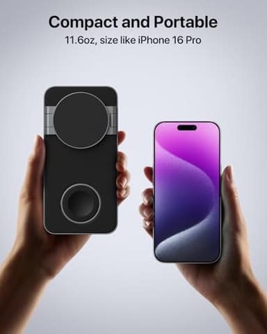 UEQ Foldable 3 in 1 Wireless Charging Station for Apple Magsafe Charger Stand,Fast Magnetic Wireless Charger Station for iPhone 17 Air 16 15 14 13 12 Series,Airpods Pro,Apple Watch Ultra (Pure Black) - Image 4