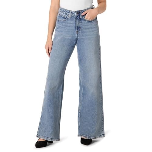 Amazon Essentials Women's Women's Low Stretch Relaxed-Fit Mid-Rise Wide Leg Jean, Authentic Medium Wash, 12 - Image 1