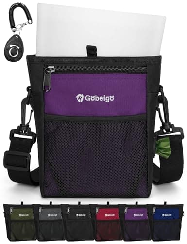 Gobeigo Dog Treat Pouch with Silicone Snack Bag, Front Pocket fits All Phones, 4 Cup Treat Bag with Training Clicker, Upgrade Stronger Magnetic Closure, 3 Ways to Wear Walking Fanny Pack (Purple) - Image 1