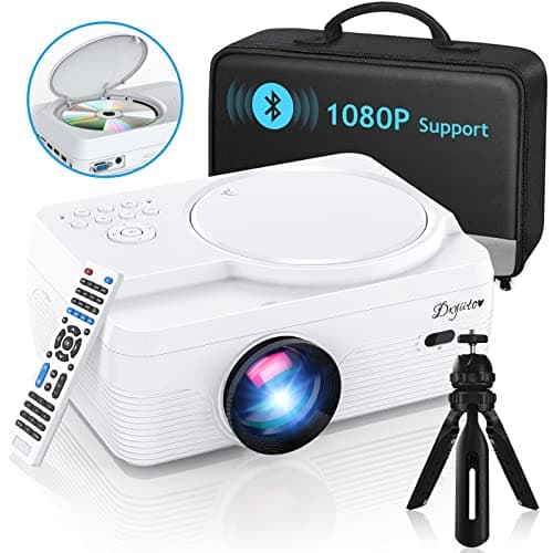 Full HD Bluetooth Projector Built in DVD Player, 12000LM 1080P Supported, Portable Mini DVD Projector for Outdoor Movies, 250" Home Theater, Compatible with iOS/Android/TV Stick/PS4/HDMI/USB/TF Card - Image 1