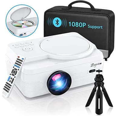 Full HD Bluetooth Projector Built in DVD Player, 12000LM 1080P Supported, Portable Mini DVD Projector for Outdoor Movies, 250" Home Theater, Compatible with iOS/Android/TV Stick/PS4/HDMI/USB/TF Card - Image 1