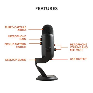 Logitech for Creators Blue Microphones Yeti USB Microphone (Blackout) - Image 6