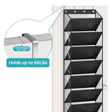 AOODA 10 Tier Clear Over the Door Shoe Organizer Storage, Deep Pockets Large Hanging Shoe Rack for Closet Door, Fit 20 Pairs Shoe Holder Hanger for Sneakers, Boots (Black) - Image 6