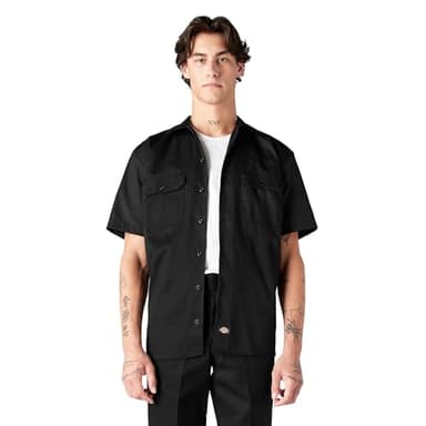 Dickies Men's Short Sleeve Work Shirt, Black - Image 1