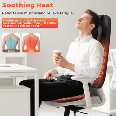 Shiatsu Neck and Back Massager with Heat, 4D Kneading Back Massager for Pain Relief Deep Tissue, Comfortable Back Massage for Chair, Massager for Home Office, Christmas Gifts for Women Men Parents - Image 6