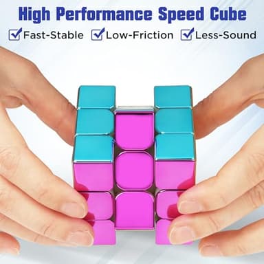 D-FantiX Mirror Reflective Magnetic Speed Cube 3x3x3, Cyclone Boys Original Stickerless Magic Cube, Unique Shiny Metallic Color Speedcube with Display Stand, Birthday Gift Ideas for Boys Girls Adults - Image 6