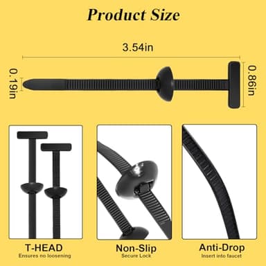 150PCS Nylon Universal Cable Tie Buckle for Car, Heavy Duty Plastic Rivet T Zip Ties Style, Grip Auto Zip Tie Buckles, Automotive Zipper Clips, Button Ziptie Bumper Retainer Fender Liner Fastener - Image 2