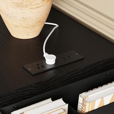 LIKIMIO Dresser for Bedroom 6 Drawer with Charging Station, TV Stand Storage Chest of Drawers for Living Room Hallway Entryway, MDF Board, 59 Inches Black - Image 5