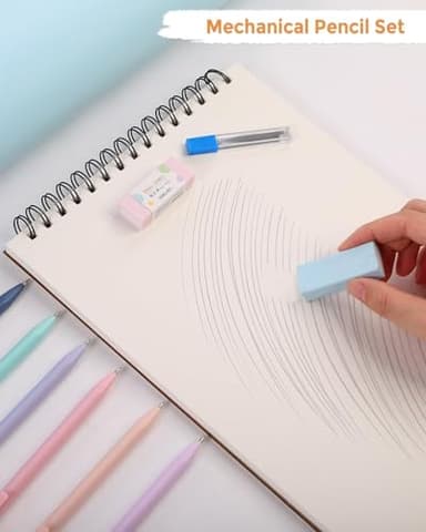 SKYDUE Cute School Supplies 44 PCS, Aesthetic Pencil Case with 12 Pastel Highlighters, 5 Black Gel Pens, 6 Color Gel Pens & Mechanical Pencils, College Essentials Students Stationary Set Pink - Image 8