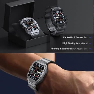 Stainless Steel Case with Band Compatiable for Apple Watch Band 44mm -Rugged Metal iWatch Bumper Cover and Strap for Men iWatch Bands Series 6 5 4,Silver - Image 9