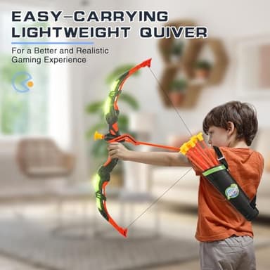 Bow and Arrow Set for Kids, 2-Pack LED Light Up Archery Set with 20 Suction Cup Arrows, Indoor and Outdoor Toy for Boys Girls Age 4-8 8-12 with Standing Target&2 Quivers, Birthday Gift 3-12 Years Old - Image 4