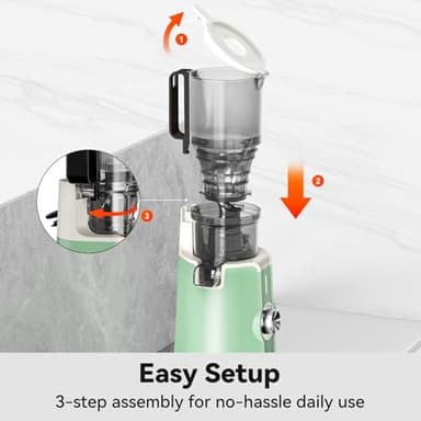 Cold Press Juicer, LINKChef Slow Masticating Juicer Machines with No-Prep 4.35" Large Feed Chute & Upgraded Auger for Whole Vegetables and Fruits, 42oz Capacity, Easy to Clean, Light Green - Image 10