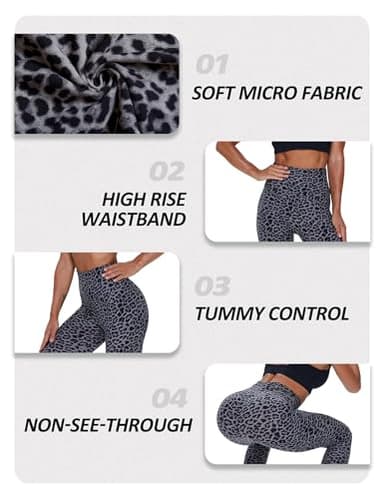 ZOOSIXX High Waisted Leggings for Women - Tummy Control Soft Opaque Printed Pants with Camo, Leopard for Running Workout - Image 3