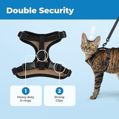 Voyager Escape Proof Cat Harness and Leash Set with Reflective Stitching, Neoprene Handle 5ft - Supports Small, Medium and Large Cats, Kittens for Walking by Best Pet Supplies - Army, S - Image 5